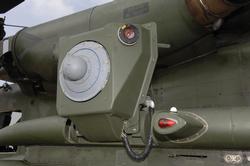 Close-up of a Department of the Navy's Large Aircraft Infrared Countermeasure (DoN LAIRCM) system modeule installed on a CH-53E.